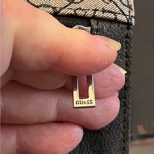 Guess Black Handbag Zipper Pull with Silver Logo Accent